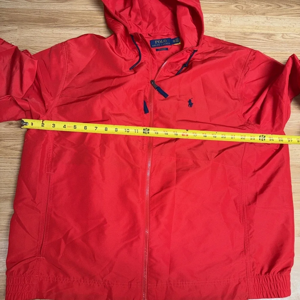 Polo Ralph Lauren Red Packable Water-Repellent Hooded Performance Jacket Men 2XL